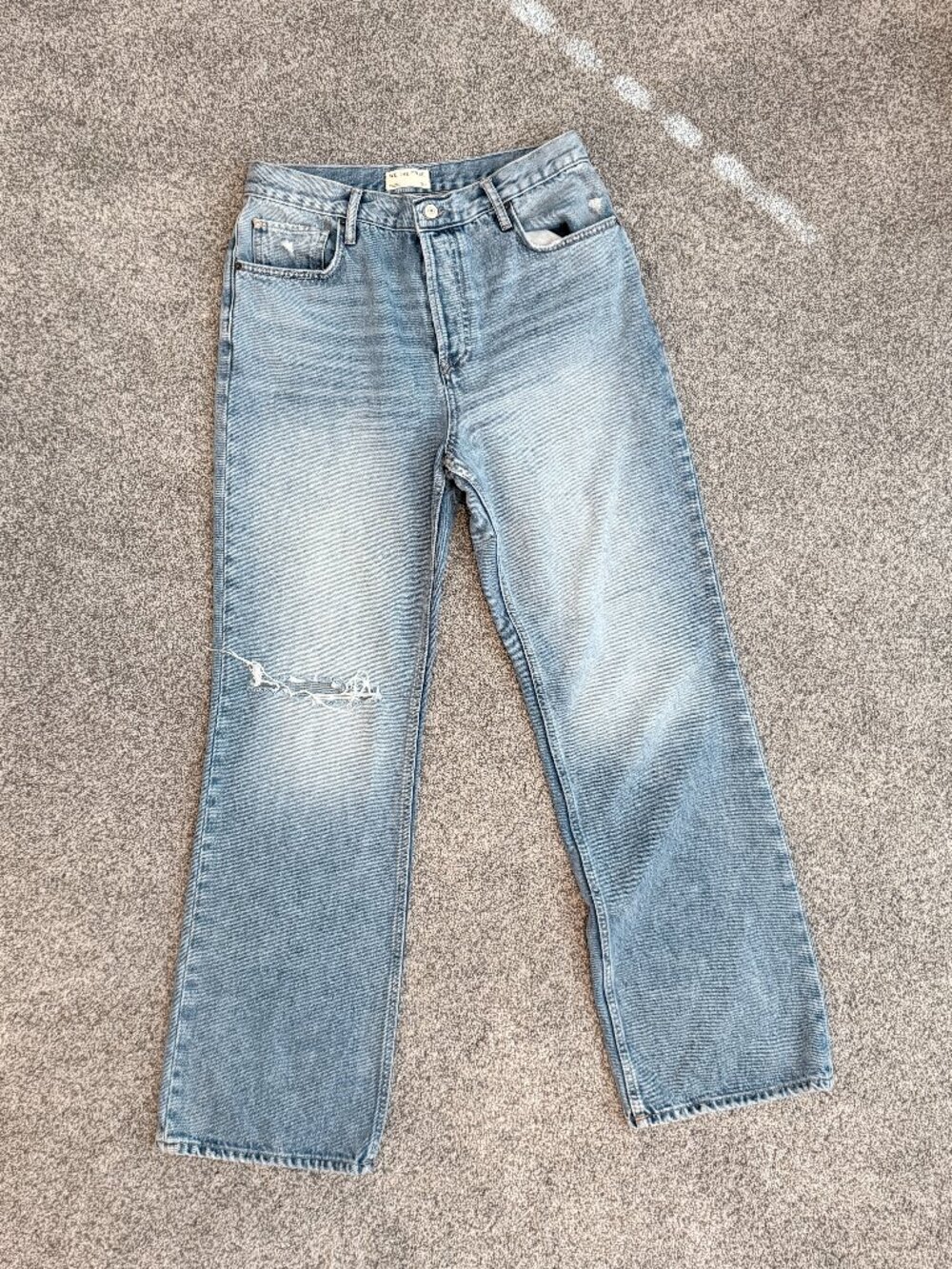 We The Free Free People Distressed Button Fly Straight Leg Jeans - Size 30